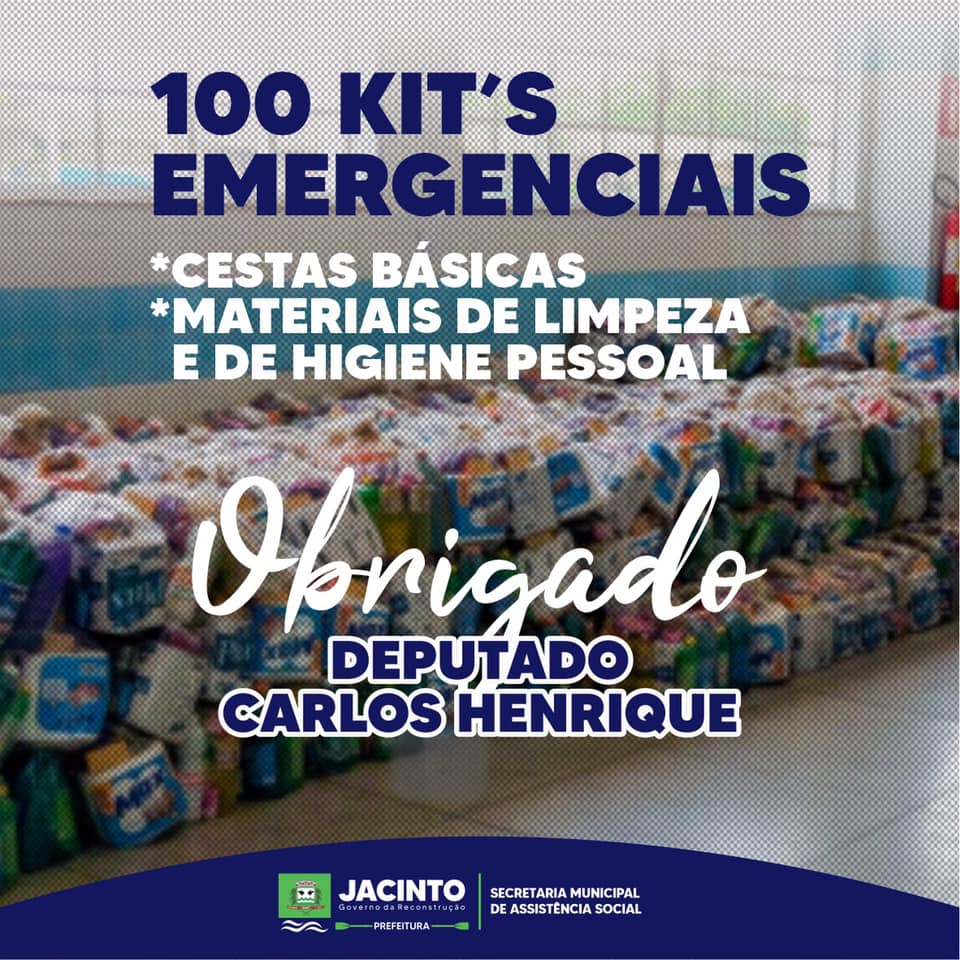 Através do deputado estadual Carlos Henrique, recebemos hoje 100 kits emergenciais.
