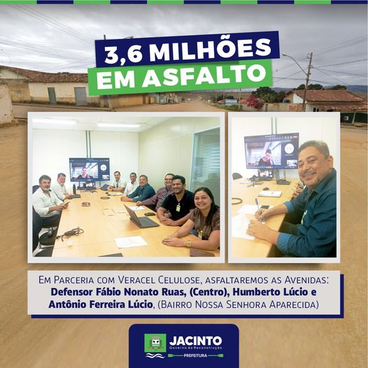 A Prefeitura Municipal de Jacinto firmou parceria com a empresa Veracel Celulose